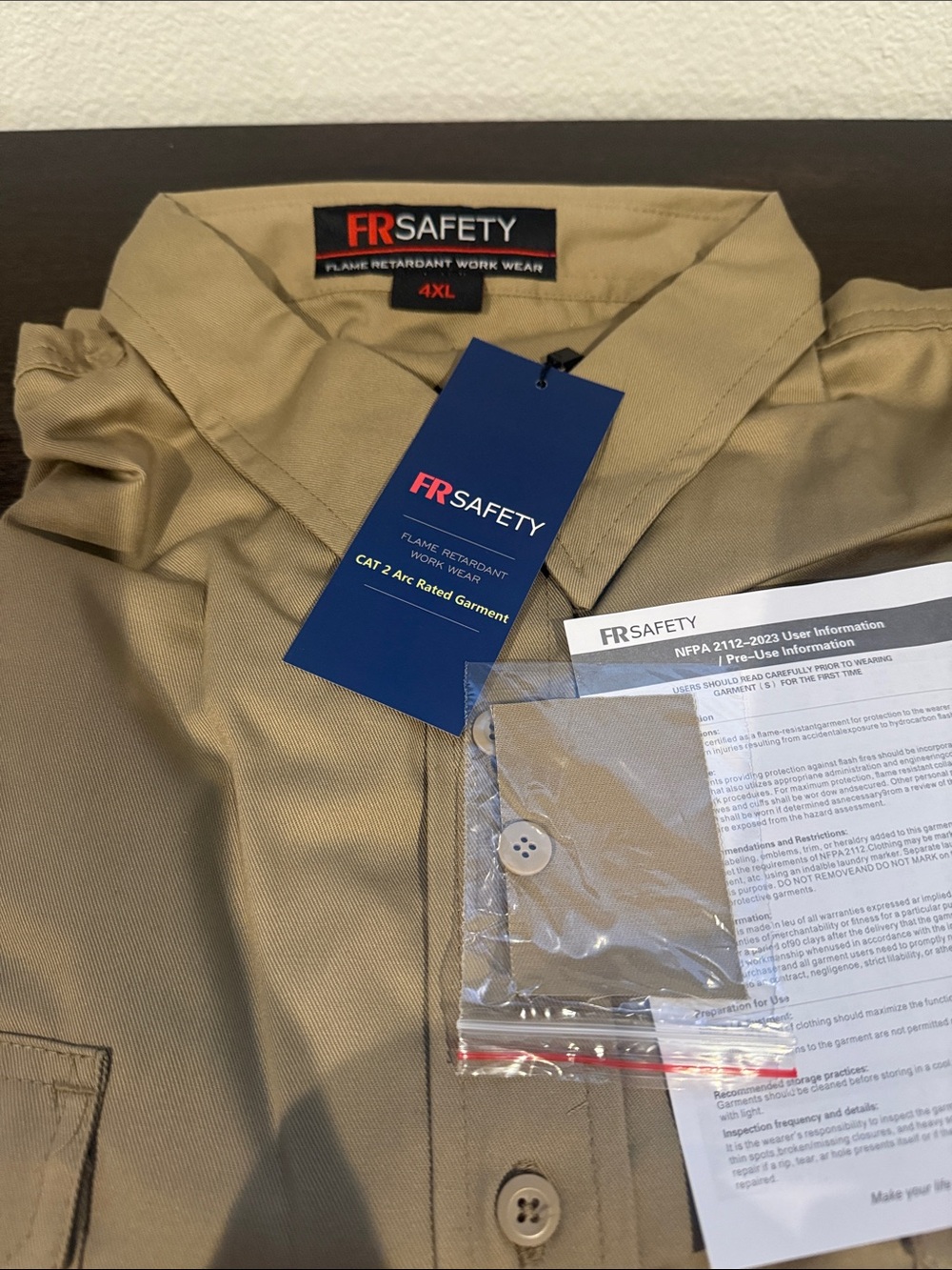 NWT Men’s Tan Lightweight Flame-Resistant Shirt . Multiple sizes long sleeve